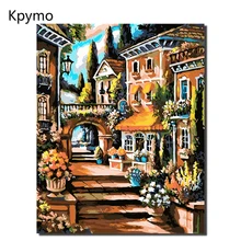 Сельская картина с пейзажем по номерам Европа абстрактная живопись Домашний декор для гостиной стены искусства цветные номера Kpymo VA-0035