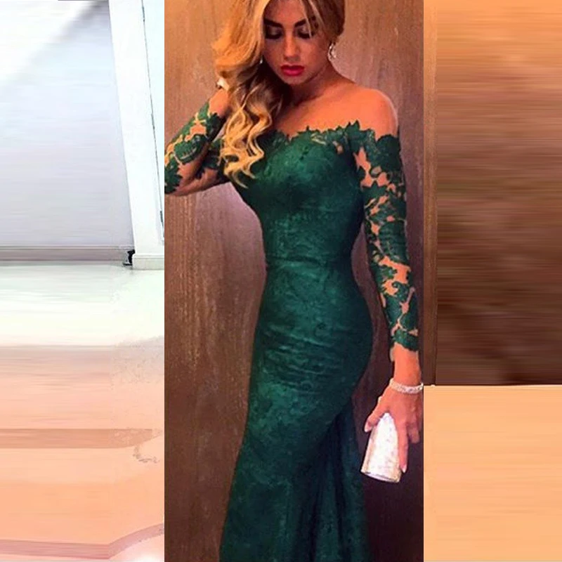 Green Lace Prom Dress