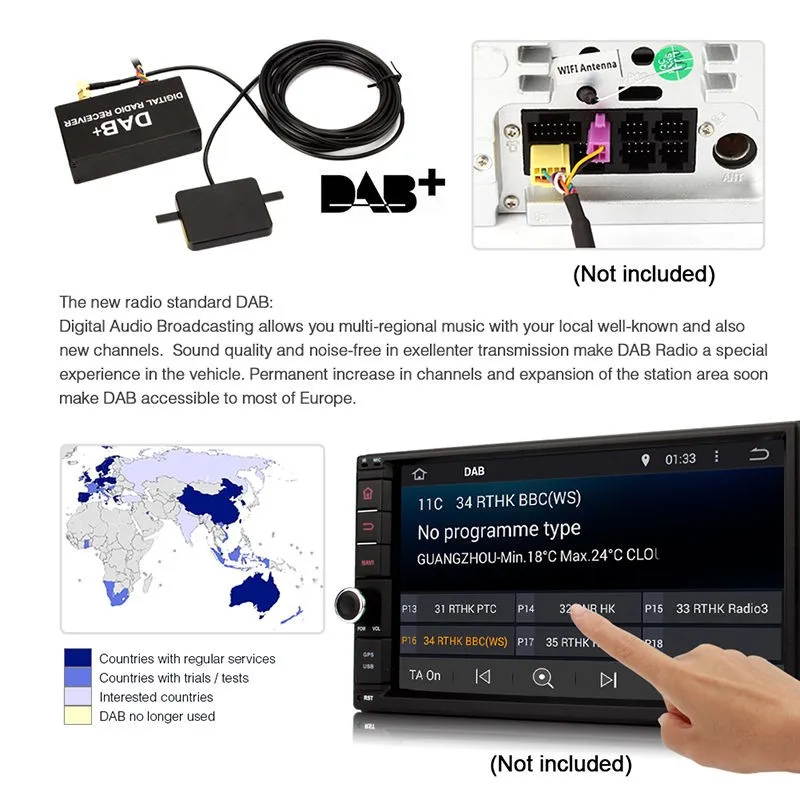 С внешним DAB Add DAB+ цифровой радиоблок приемник с сенсорным управлением для нашего магазина android автомобильный dvd только для Европы