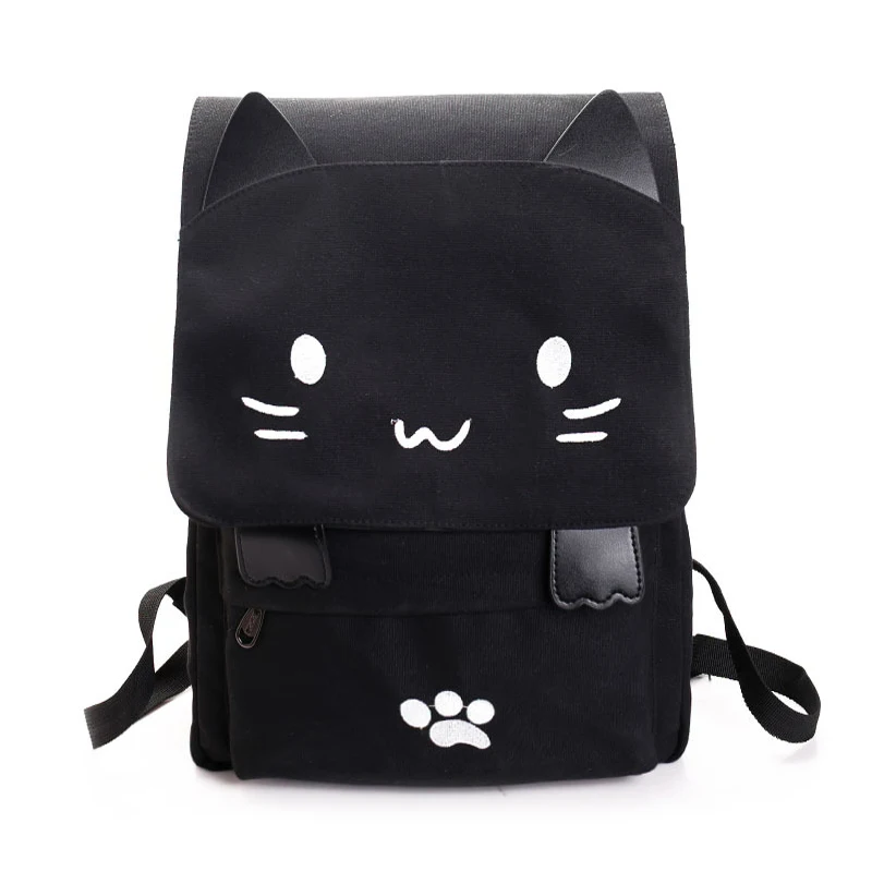 Cartoon Cat School Bag Girls Backpack Women Travel Bag Cavans Large Capacity Women Backpacks