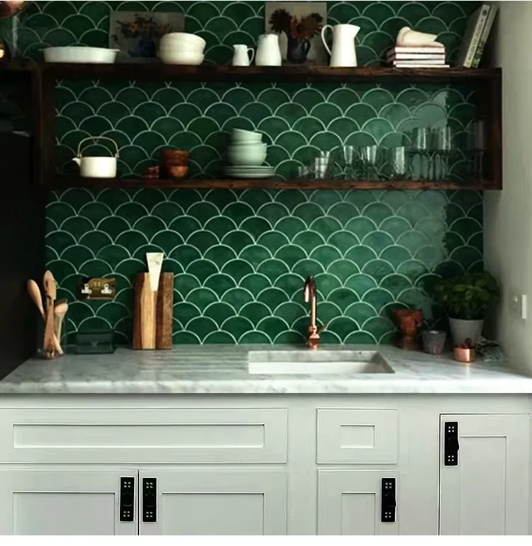 Новая Классическая винтажная плитка для кухни и ванной комнаты с рыбьей чешуей, водостойкая, модная, зеленая, синяя, Moasic настенная плитка