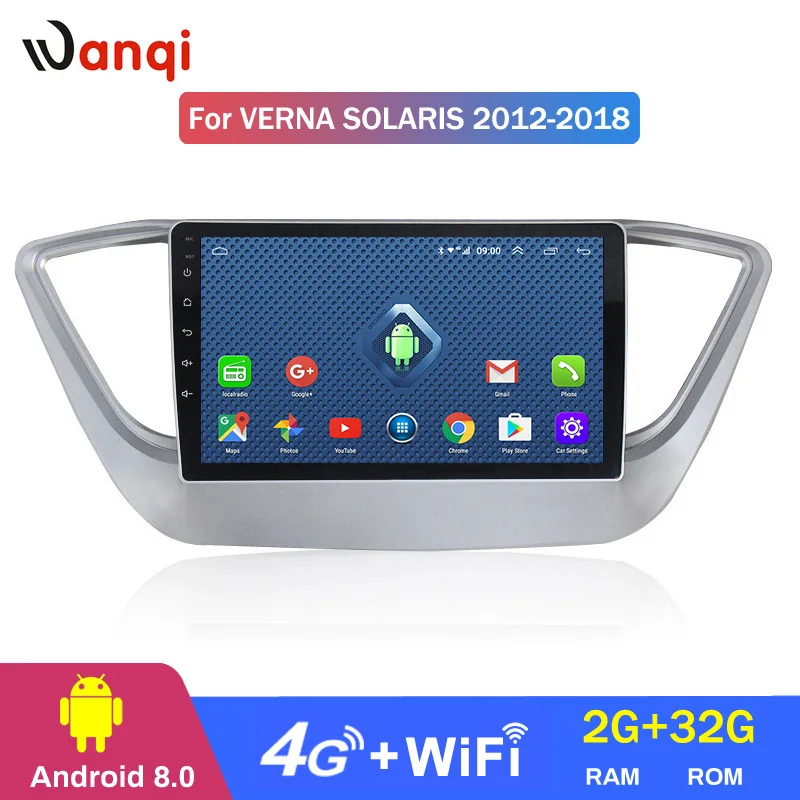 Top 4G Lte All Netcom 9 Inch Android 8.0 Car Dvd Gps Player For Hyundai Verna 2017 Radio Video Navigation Bt Wifi 2