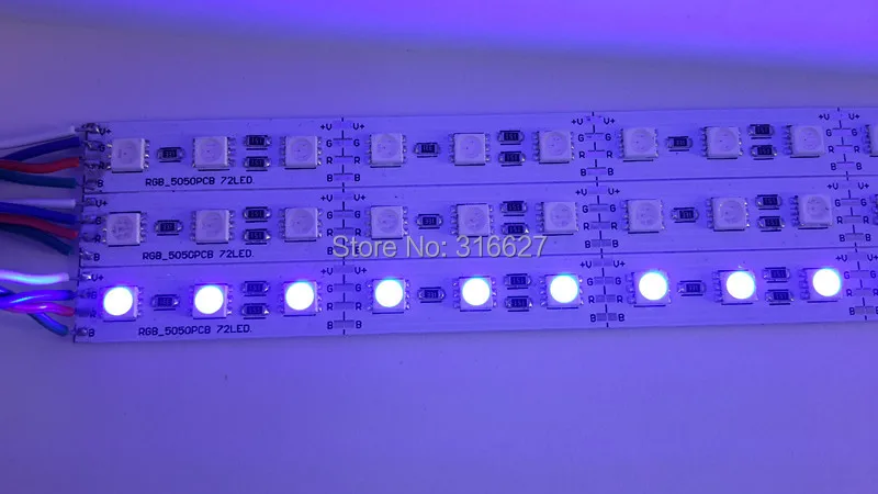 0,5 м 10 шт./лот светодиодный RGB жесткая Светодиодная лента LED освещение 12V 5050SMD 72 светодиодный s/M