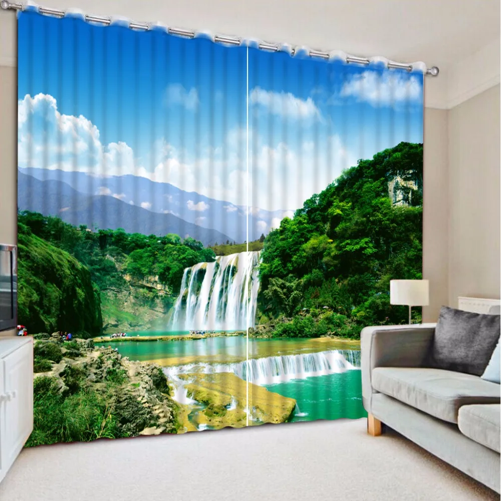 3D Curtain Mountain Scenery Falls Bed Room Living Room Office Hotel