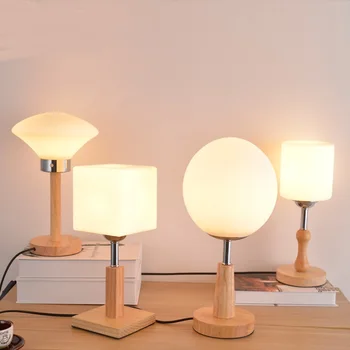 

modern wood+glass table lamsp Hotel room decoration living room study room bedroom bedside desk lamps ZA928106