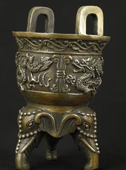 

CHINESE OLD BRONZE COLLECTABLE HANDWORK CARVED DRAGON BUDDHA INCENSE BURNER