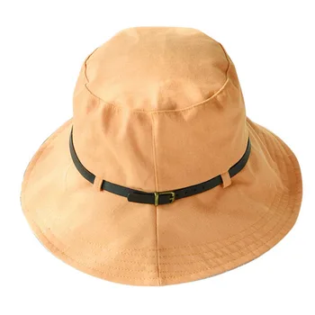 

BINGYUANHAOXUAN 2019 Solid Color Belt Bob Fashion Bucket Hats Women Outdoor Fishing Protection Cap Men Hip Hop Panama