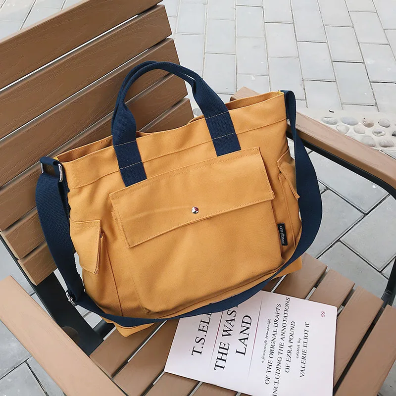 Модные женские сумки через плечо, дизайнерская сумка с большой вместительностью, холщовые сумки на плечо, высокое качество, повседневные сумки-мессенджеры - Цвет: yellow
