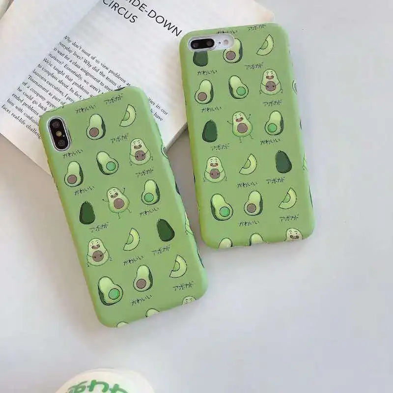 

Japanese fun avocado phone case for iphone X XS Max XR case for iphone 6 6s 7 8 plus case fashion cartoon soft cover coque
