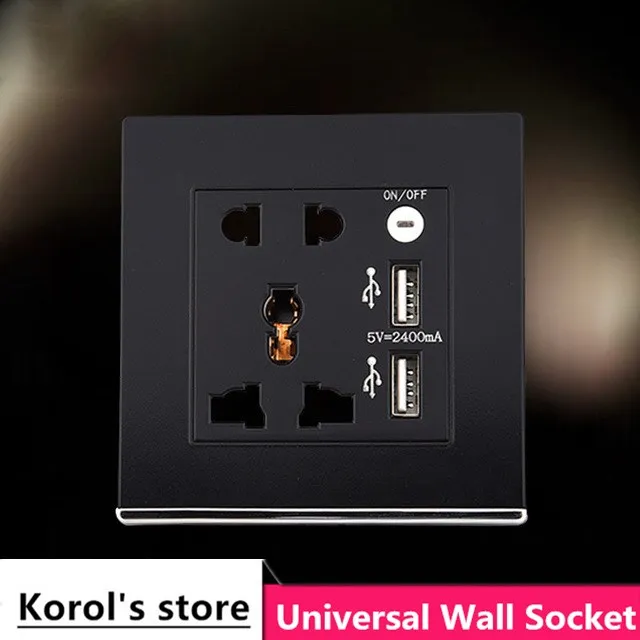 Черный USB настенная розетка AC 110-250 В US UK EU AU 2 порта зарядное устройство для iphone Samsung