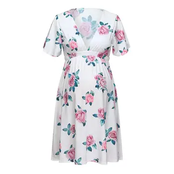 

Nursing Dress Short Sleeve Flower Breastfeeding Spring Dress Women for Feeding Maternity Pregnancy Clothes Plus Size Maternity