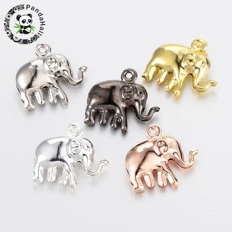 

Mixed Color Brass Elephant Pendants for Jewelry Making DIY 14x15x4mm, Hole: 1mm