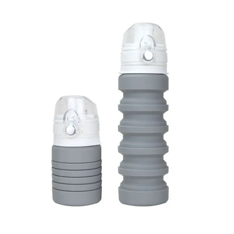 

500ml Silicone Folding Water Bottle Heat Resistant Cover Lid Anti Leakage Outdoor Coffee Cups Retractable Portable Travel Supply