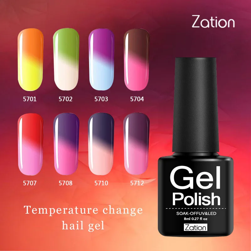 Zation Chameleon Gel Polish UV Led Nails Soak Off Nail 8ML Temperature Change Color Thermal Hybrid Varnishes | Красота и здоровье