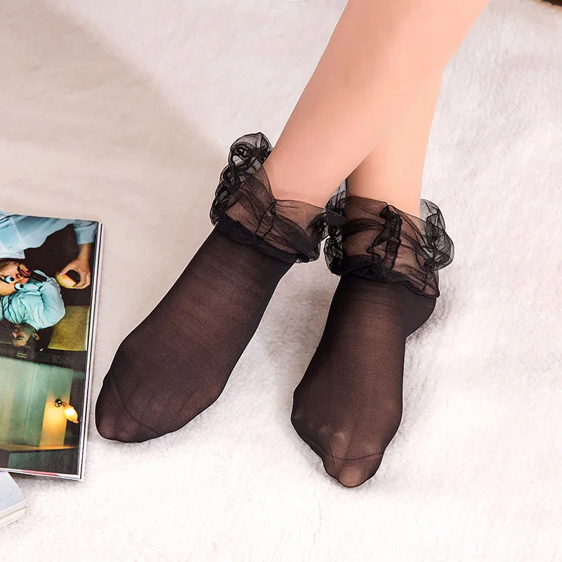 [WPLOIKJD] Япония Harajuku Творческий милые носки пузырь принцесса кружево сетки выдалбливают пикантные Носки Прозрачный для женщин Calcetines