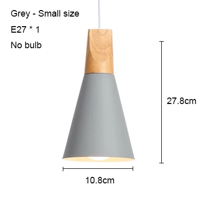 Светодиодный подвесной светильник s современный подвесной светильник для столовой деревянный скандинавский светильник красочный подвесной светильник для ресторана кофе спальни E27 светодиодный светильник - Цвет корпуса: Grey 108mm no bulb