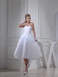 Бесплатная доставка свадебное платье 2016 новый дизайн милая невесты на заказ онлайн цветами ручной работы без бретелек белый короткое