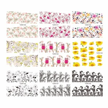 YZWLE 1 Sheet Optional Classic Fashion Flower Owl Dandelion Vine Pattern Water Transfer Stickers Decals For Nails Beauty