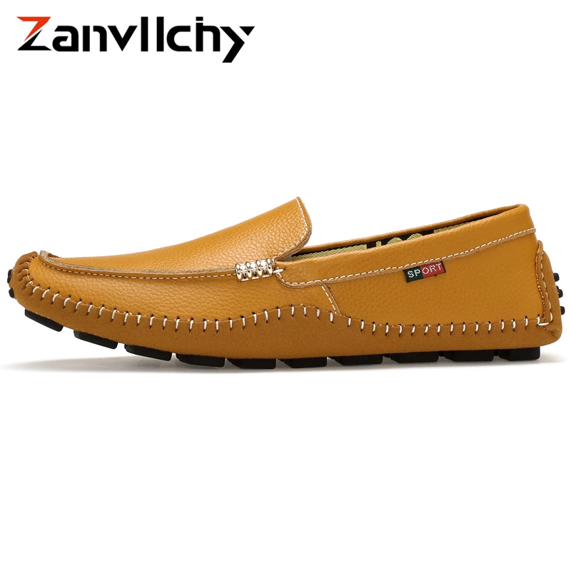 

Zanvllchy Men's Casual Shoes Genuine Leather Moccasins Summer Slip On Flat Shoes Breathable Loafers Men Driving Shoes Large Size