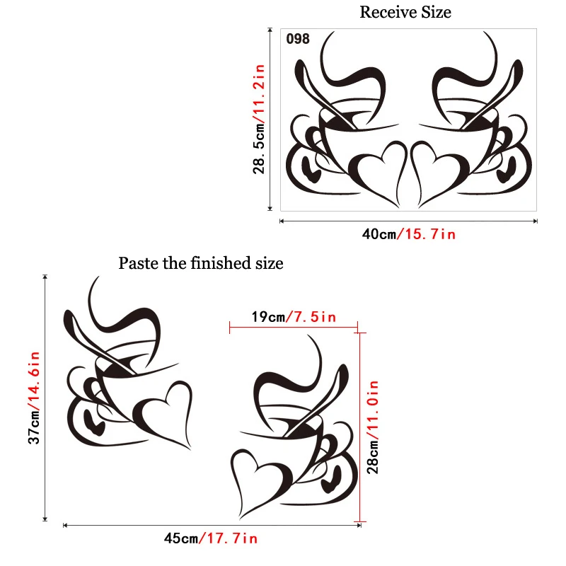 Ретро двойная любовь на стену с изображением чашечки кофе наклейки виниловые наклейки Ресторан Кухня Съемная Наклейка на стену s DIY домашний декор настенная роспись