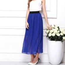 Летняя модная богемная двухслойная Юбка шифоновая плиссированная юбка-макси с эластичной резинкой на талии Vestidos