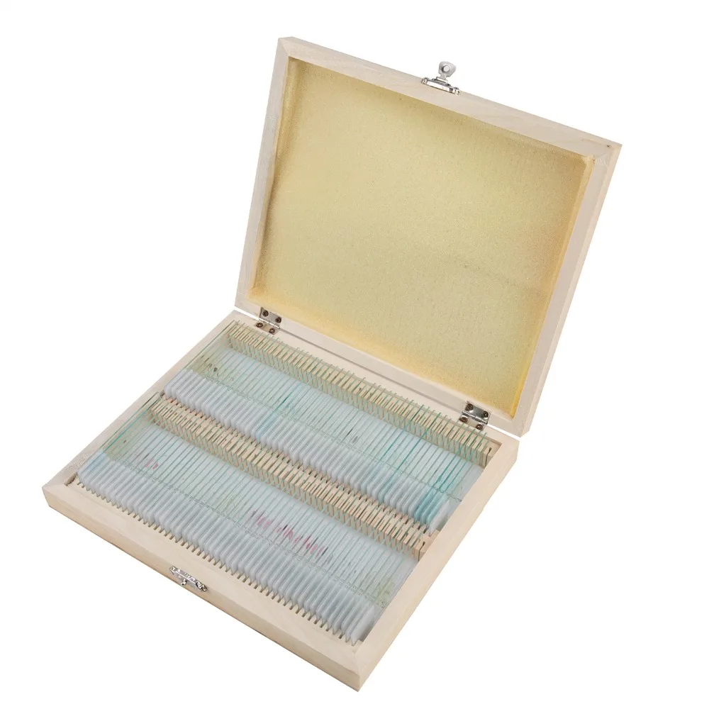 

Student Glass Slide Biological Class Plants Slides Animal Slides Security Biological Laboratory 100PCS Wooden Box Convenient