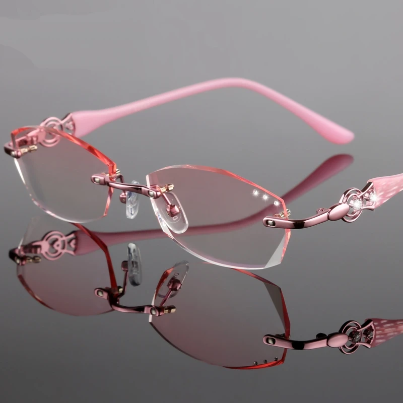 ART оправы для леди пользовательские очки diamond обрезки очки - Цвет оправы: Розовый