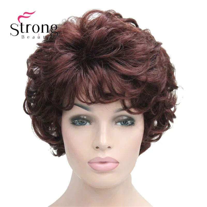 Pelucas cortas suaves rizadas oscuras de Auburn, pelucas totalmente sintéticas, pelucas de mujer, opciones de color|choice| - AliExpress