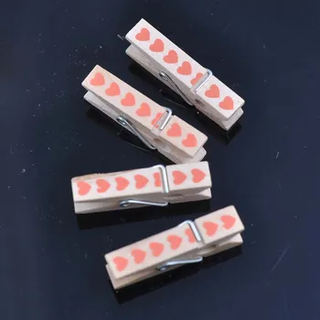 

30Pcs Natural Heart Painted Wooden Clothespin Craft Clips 35x10mm For DIY Jewelry Fingdings MT0021