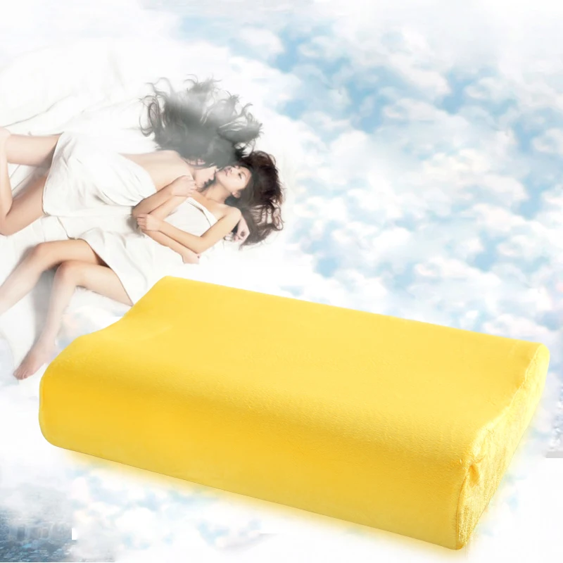 

High quality polyester fiber memory pillow slow rebound waving foam sleeping pillows yellow neck soft pillow 30x50 cm size