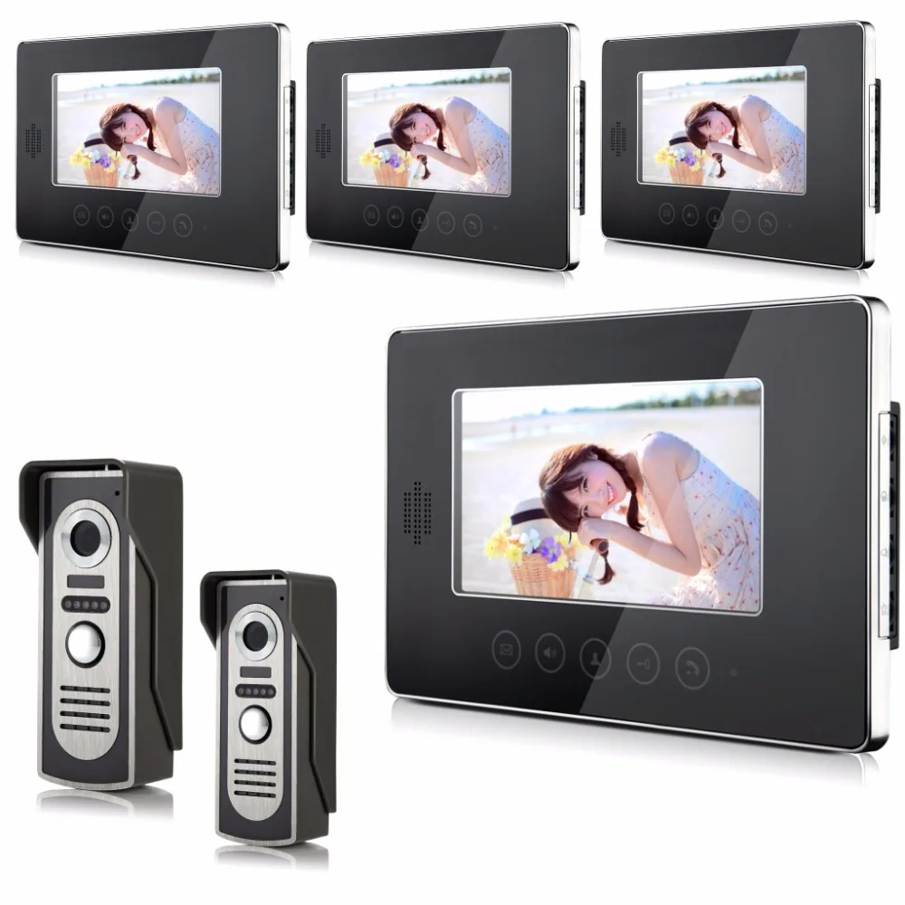 7 Inch Touch Keypad Video Door Phone With 4 Indoor Monitor