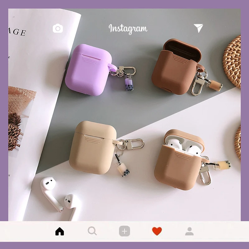 Милый молочный чай бутылка чехол для APPLE AirPods защитный силиконовый мягкий корпус