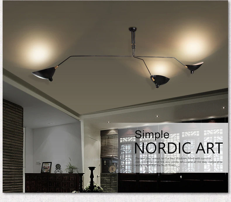 Sala de Estar Retro Serge Mouille Luzes Pingente Nordic Industrial Simples Led Aranha Lâmpada Ajustável Quarto Luminária 10 estar quarto luminária industrial