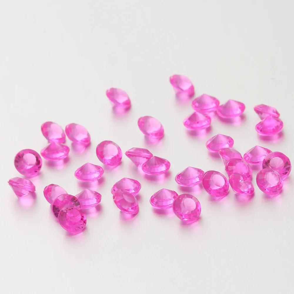 

Hot Pink Fuchsia Diamond Confetti Mariage Table Scatter Wedding Decorations Acrylic Birthday Party Crystals 1000pcs
