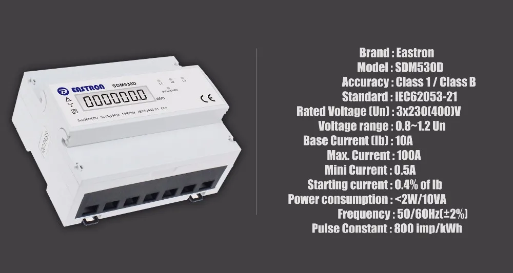 SDM530D трехфазный четыре провод Din Rail счетчик электроэнергии, кВтч метр цифровой измеритель энергии, с ЖК-дисплей LED дисплеем и импульсный Выход с сертификатом соответствия CE