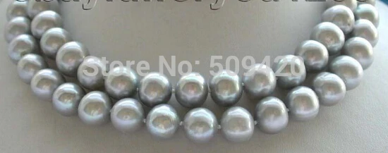 

~~ W&O653 33" Natural Round Gray Pearl Necklace 9k zircon