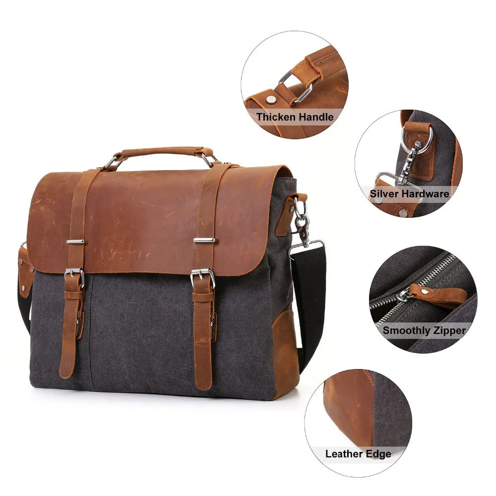 Large Leather Laptop Cross Body Computer Bags Messenger Vintage Leather Bag