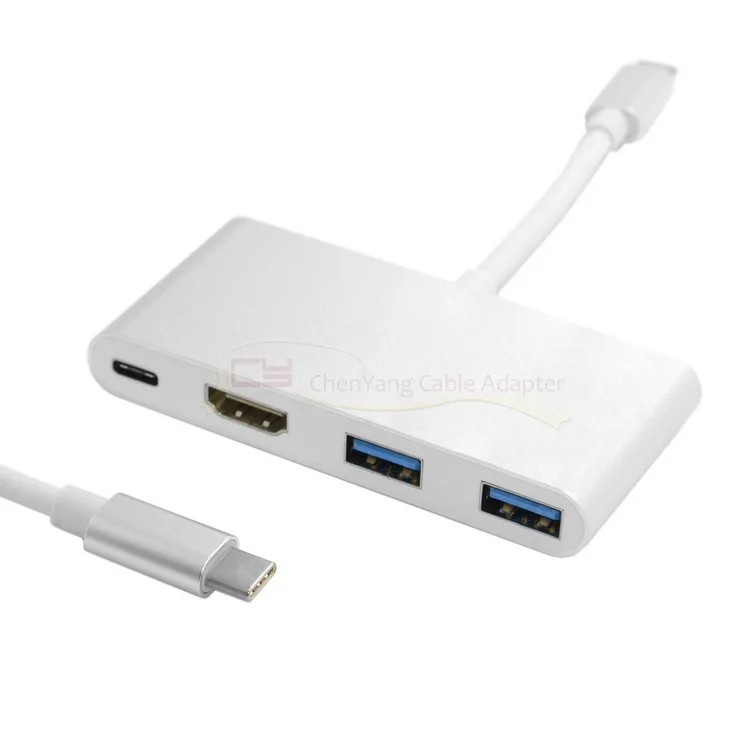 

10pcs/lot Cablecc USB 3.1 Type C to HDMI HDTV & Dual USB HUB OTG & USB-C Female Charger Adapter for Laptop