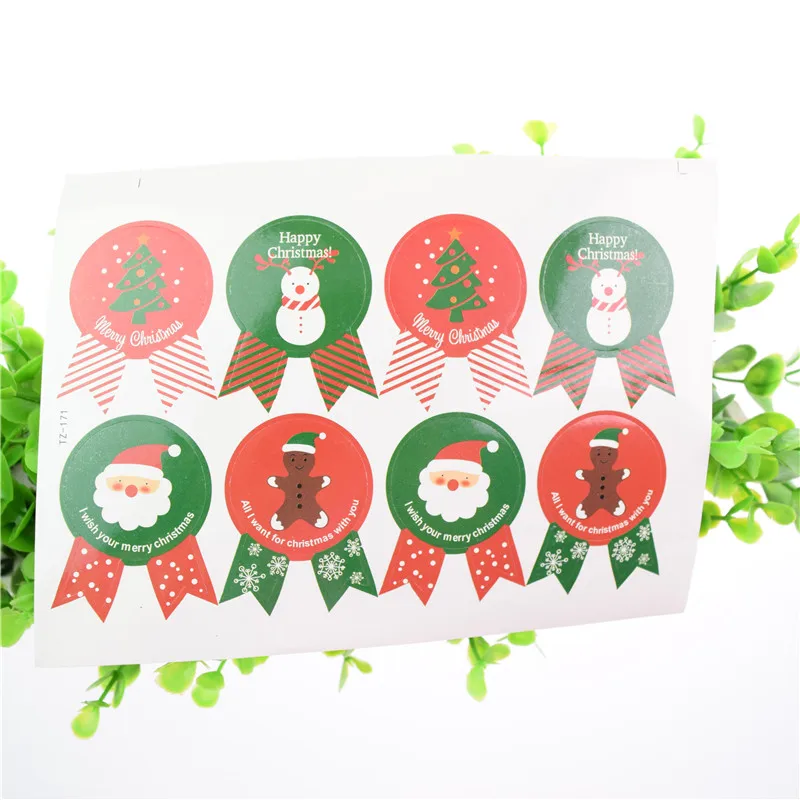 100 sheet 800 Santa Claus Xmas Tree Snowman Stickers Party Birthday DIY Handmade For Cake Baking label Adhesive Sealing Sticker
