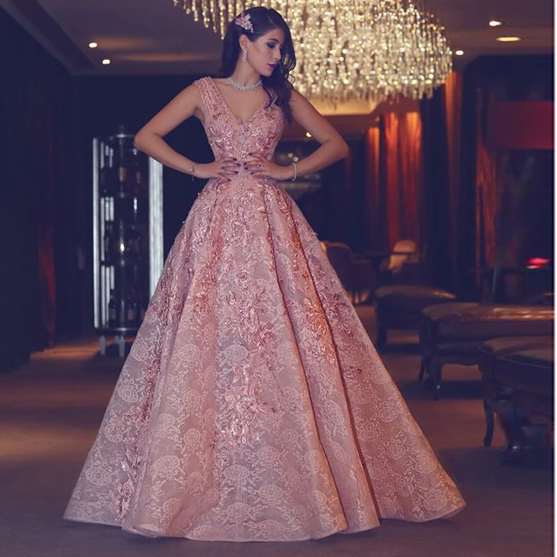 Moroccan Lace Pink Engagement Dress Y V Neck Embroidery D Moroccan Lace Pink Engagement Dress Y V Neck Embroidery D Turkish Evening 2017 Abiye Gece Elbisesi In Dresses From Weddings Events
