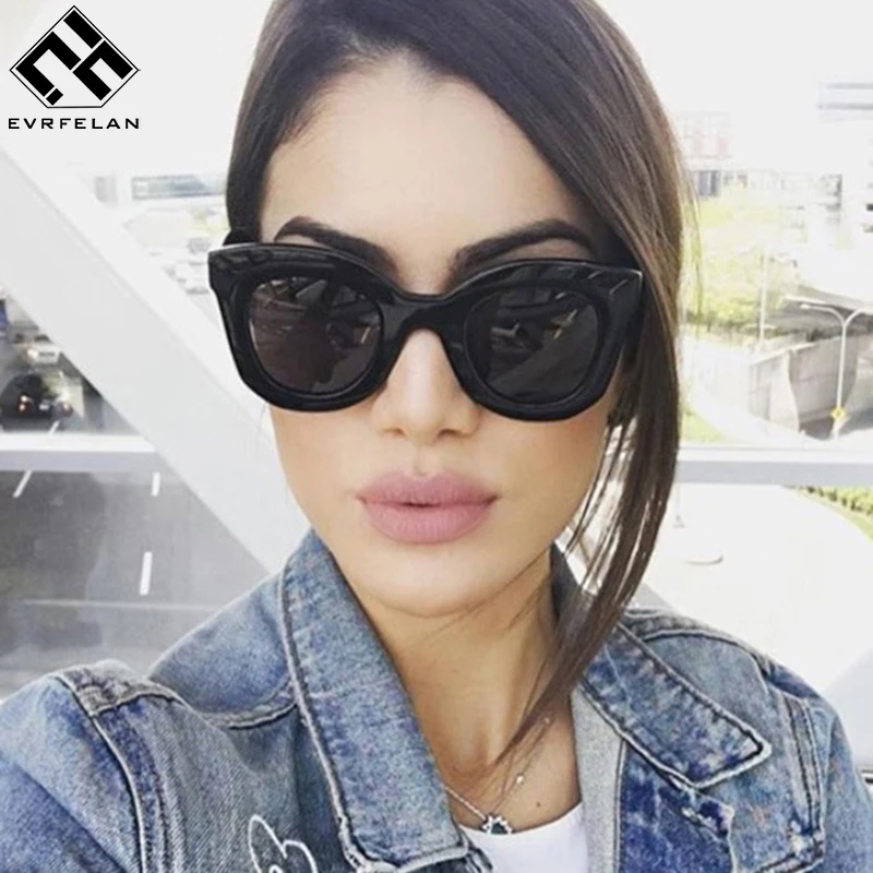 

Evrfelan 2019 Fashion Women Cat Eye Sunglasses Retro Oversize Sun Glasses Female Full Frame Eyeglasses For Ladies oculos de sol