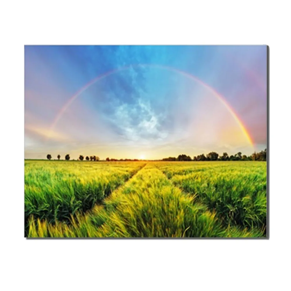 

Laeacco Outside Landscape Rainbow Wall Artwork Picture Posters and Prints Canvas Painting for Living Room Home Decor No Frame