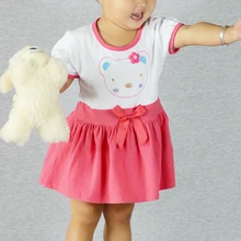 2018 Baby For Girls Lovely Pattern Dress Summer Baby Short Sleeve Cotton Dresses Bowknot Clothes O neck Embroidered Underdresses