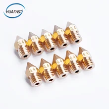 HUAFAST 10pcs 3D Printer Nozzle 0.4mm 0.3mm 0.2mm 0.8mm 1.0mm 1.2mm 1.5mm Extruder Accessories 1.75mm Head Copper Brass Metal i3