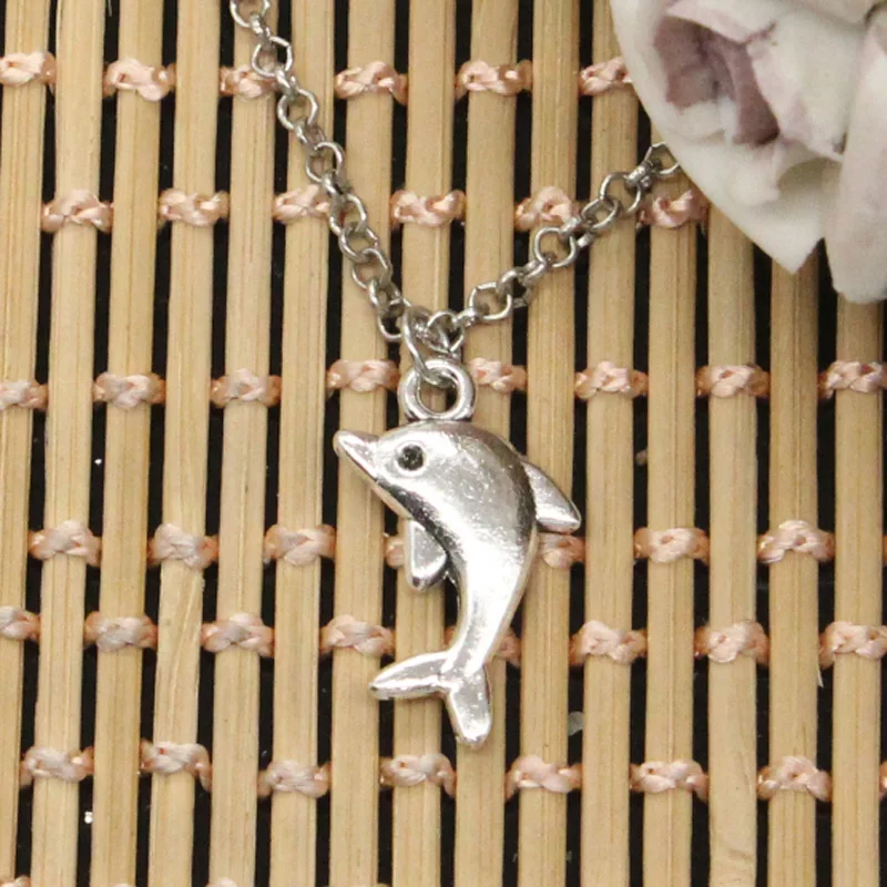 

new fashion lovely dolphin Pendants round cross chain short long Mens Womens DIY silver necklace Jewelry Gift