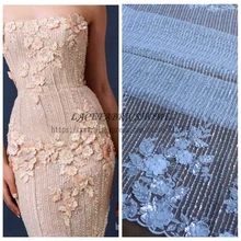 La Belleza Лидер продаж модный стиль Off white Бисероплетение Блестки 3D Цветы кружевная ткань свадебное/вечернее платье кружевная ткань
