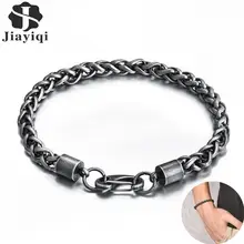 Jiayiqi стильный браслет из нержавеющей стали Мужские Винтажные серебряные звенья пшеницы цепи мужские вечерние ювелирные изделия подарок дропшиппинг 18,5/20,5/22 см