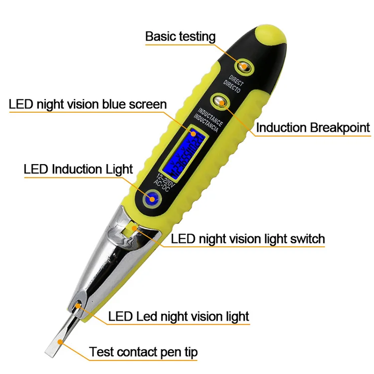 Многофункциональный цифровой индукционный тест-карандаш Отвертка Электрический тест er светодиодный светильник электроинструменты AC DC