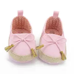 Для принцессы для маленьких девочек мягкая подошва парусиновая обувь розовый кроватки обувь 0-18 м