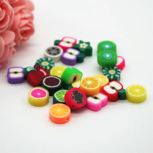 Buy 10mm Mix Design Fruit Slices Polymer Clay Beads
